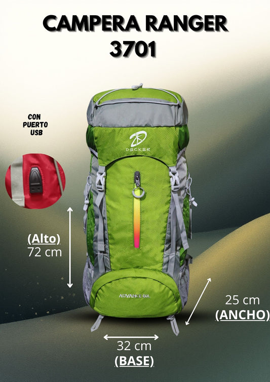 MOCHILA DE TREKKING - 60 L CON PUERTO USB INTEGRADO